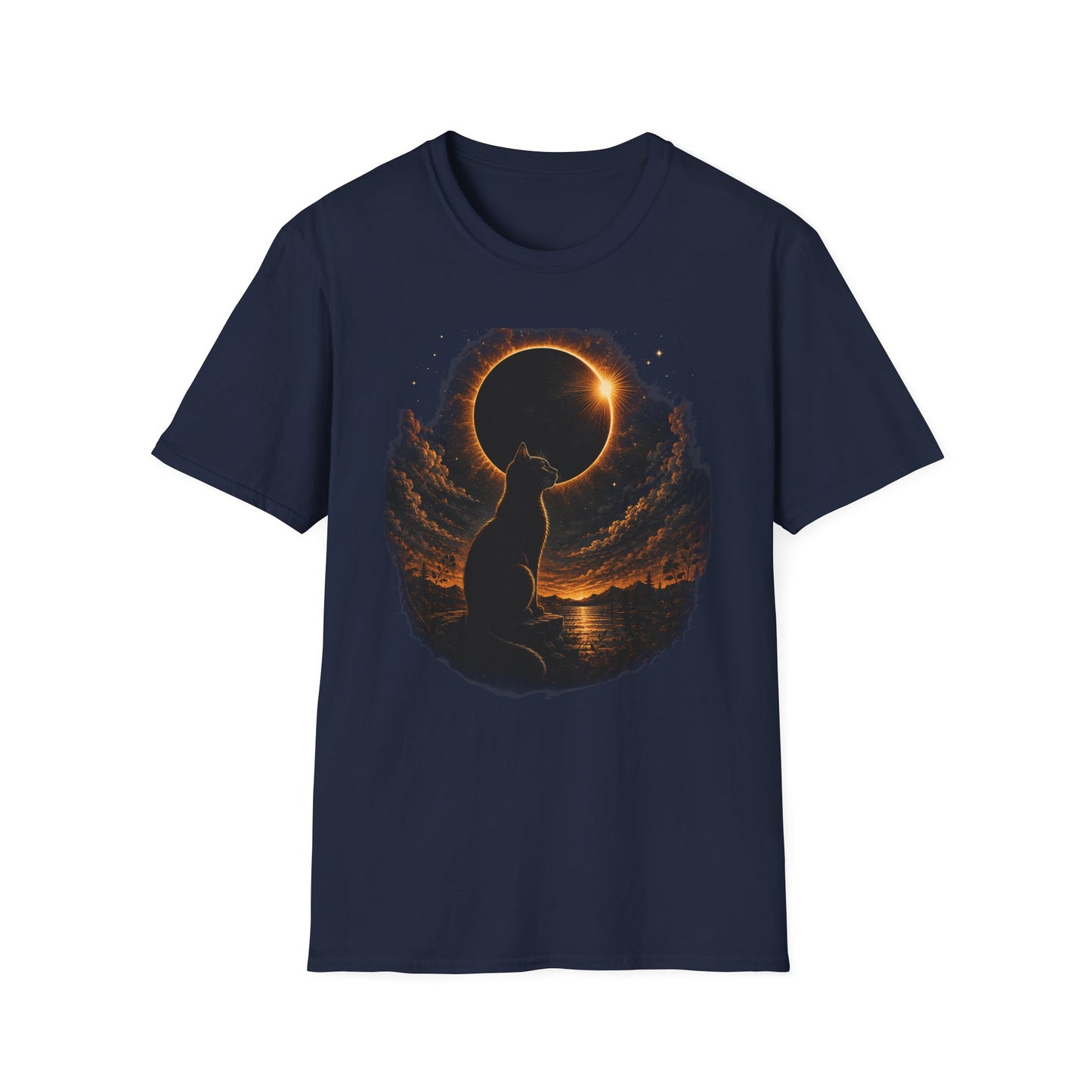 Eclipse Cat T-Shirt — Cosmic Solar Eclipse Cat Silhouette Tee