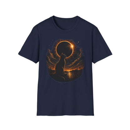 Eclipse Cat T-Shirt — Cosmic Solar Eclipse Cat Silhouette Tee