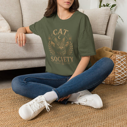 Cat Society T-Shirt — Vintage Cat Crest Graphic Tee