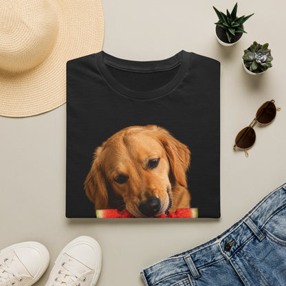 Dog Eating Watermelon T-Shirt — Cute Golden Retriever Summer Tee