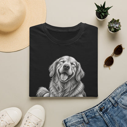 Golden Retriever Portrait T-Shirt — Smiling Dog Graphic Tee for Dog Lovers