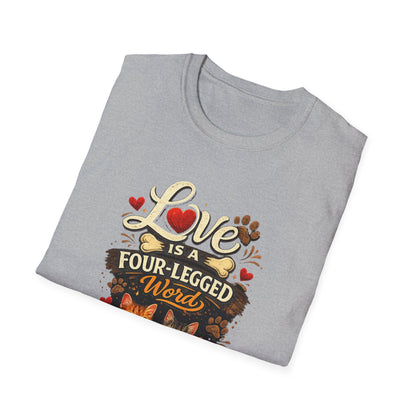 Cat Lover T-Shirt — "Love Is a Four-Legged Word" Graphic Tee