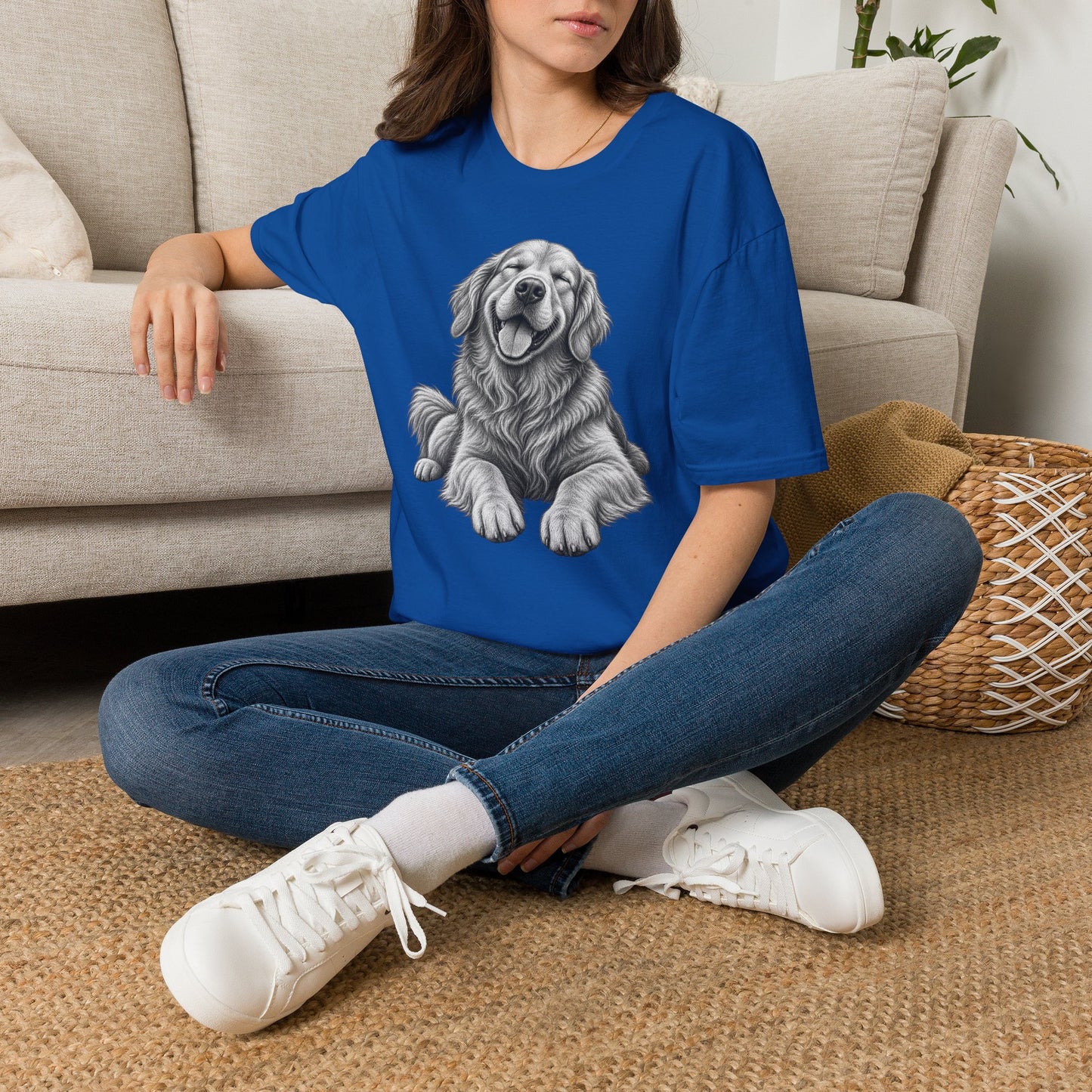 Golden Retriever Portrait T-Shirt — Smiling Dog Graphic Tee for Dog Lovers