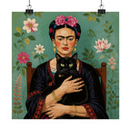Póster con retrato de gato de Frida — Impresión artística vertical mate