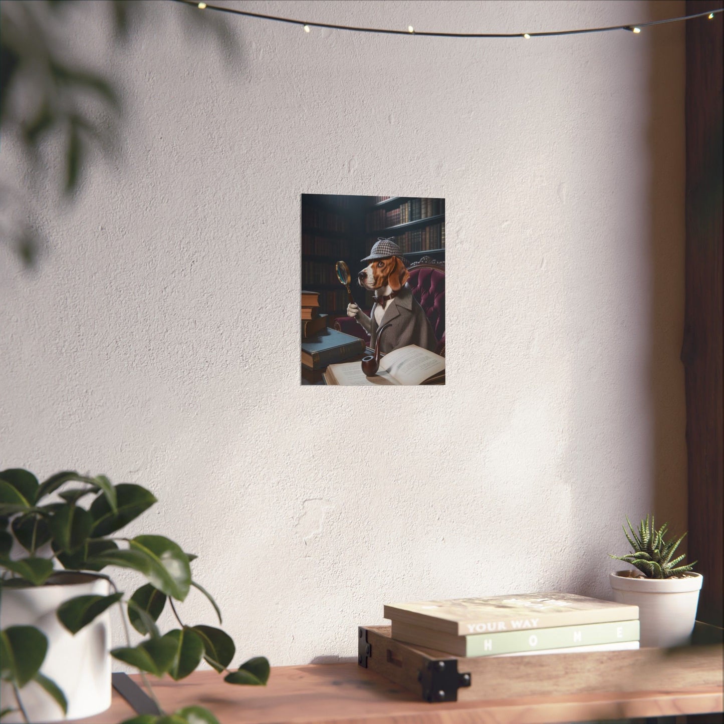 Detective Beagle Matte Poster — Vintage Library Dog Wall Art