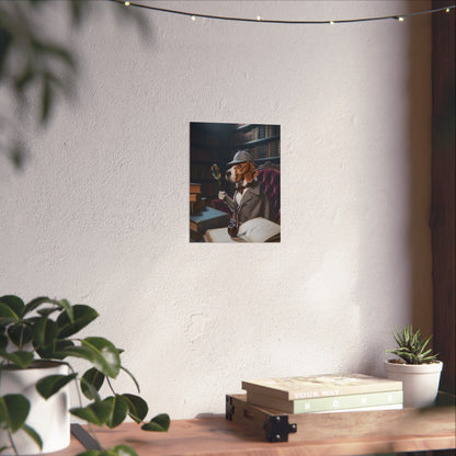 Detective Beagle Matte Poster — Vintage Library Dog Wall Art