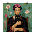 Póster con retrato de gato de Frida — Impresión artística vertical mate