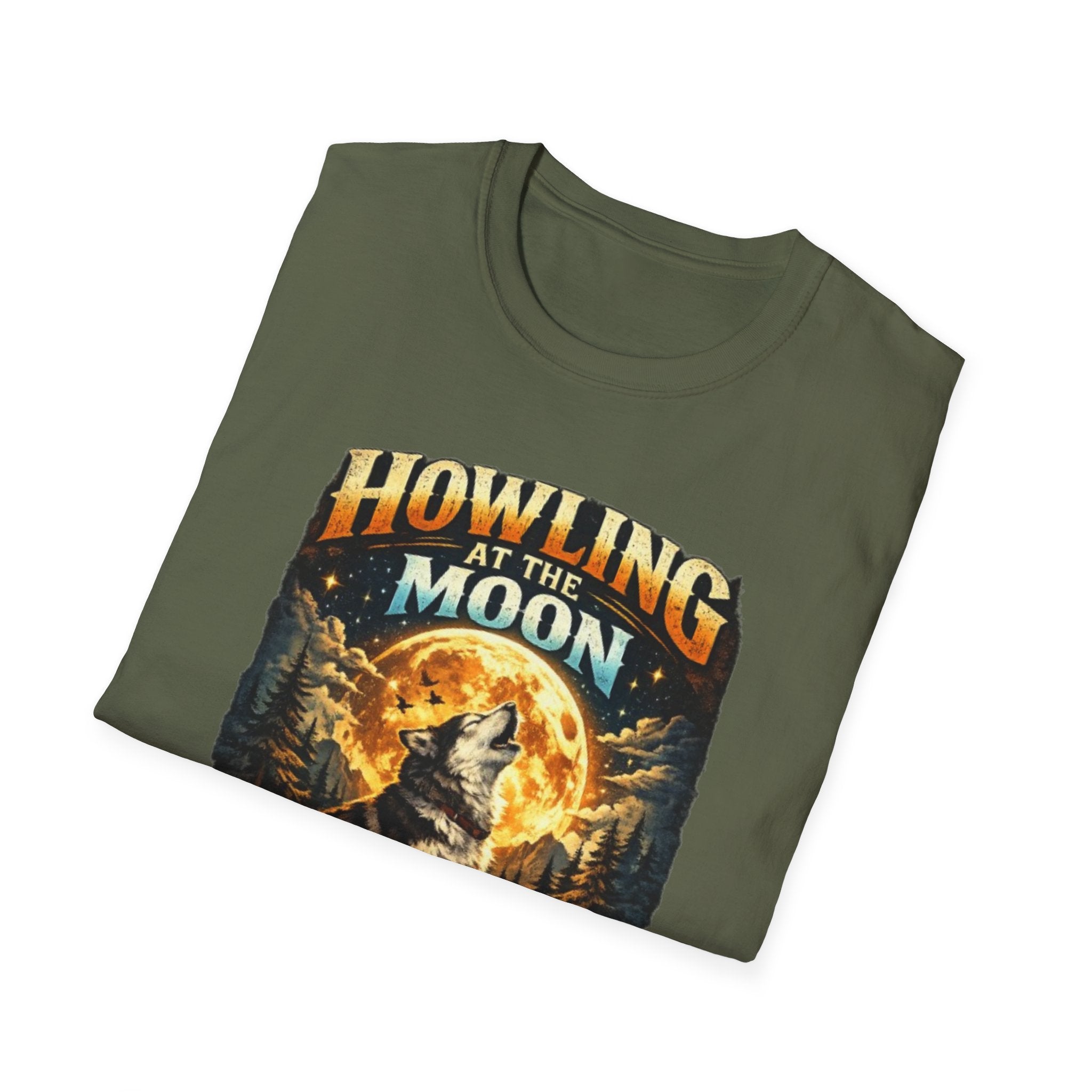 Howling at the Moon T-Shirt — Vintage Wolf Graphic (“Where Dogs Become Wolves”)
