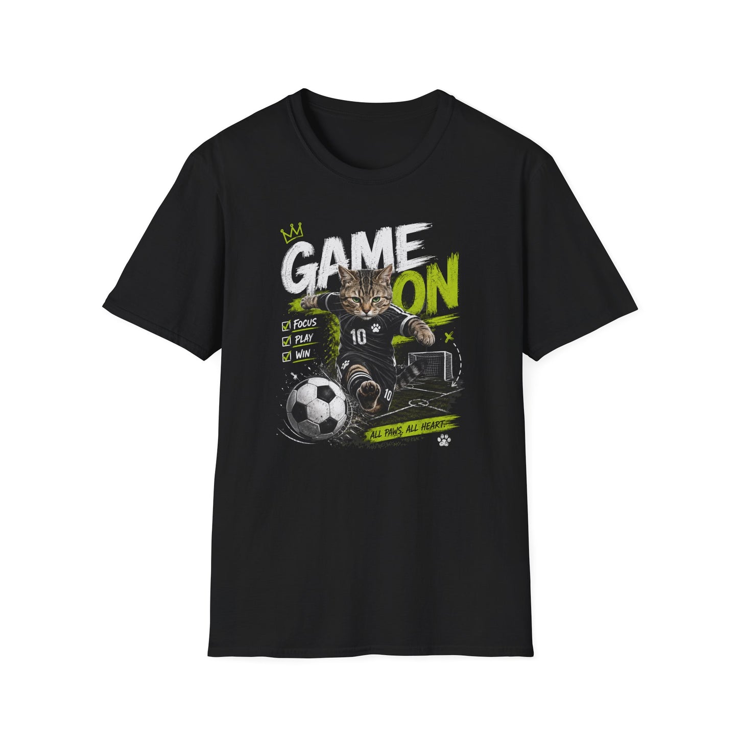 Game On Soccer T‑Shirt — Cat Player Design (Focus • Play • Win)