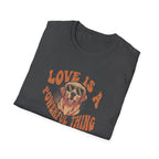 T-Shirt — "Love Is a Powerful Thing" Golden Retriever Graphic Tee