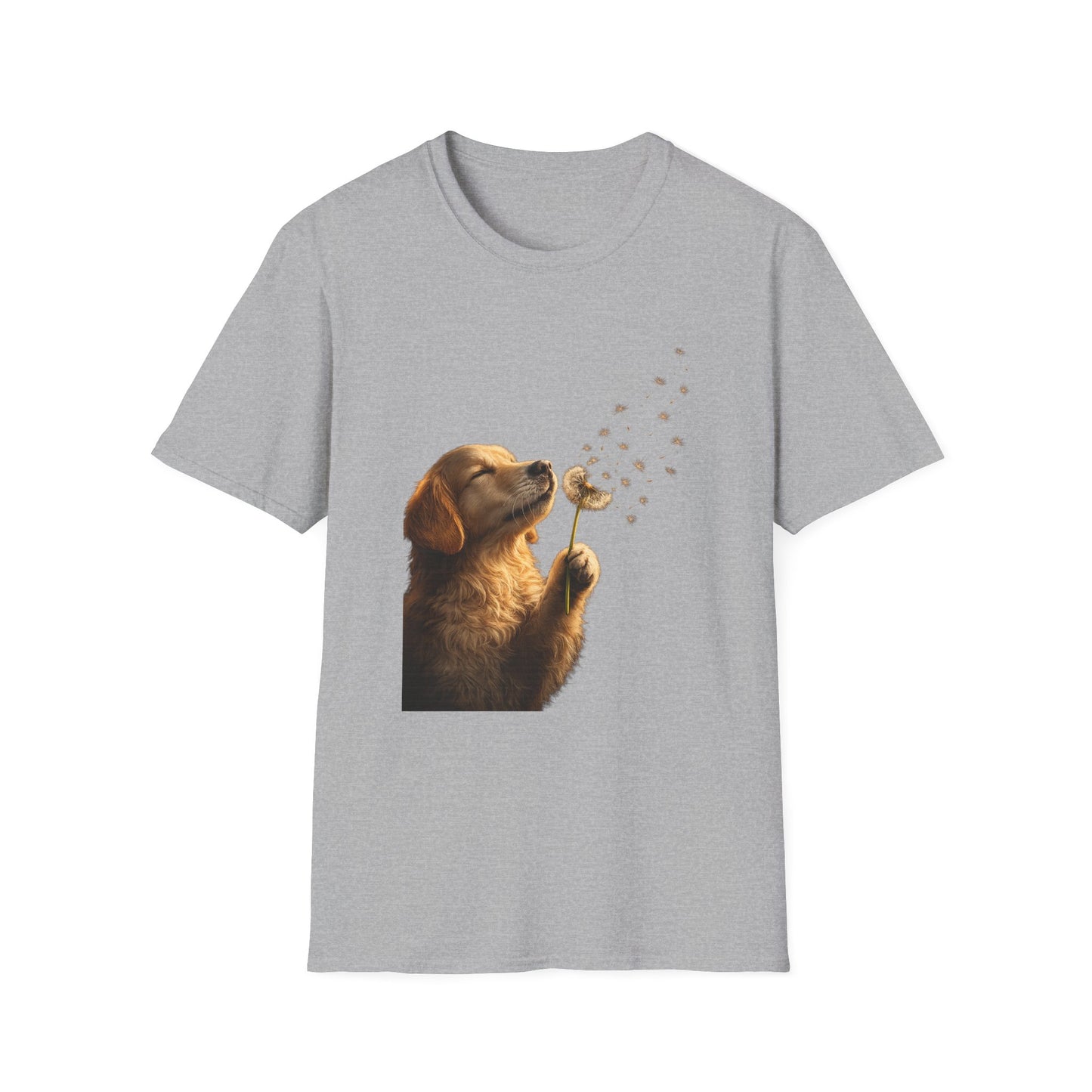 Puppy & Dandelion T-Shirt — Cute Dog Blowing Dandelion Graphic Tee