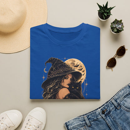 Witch & Black Cat Moon T-Shirt — Mystical Halloween Graphic Tee