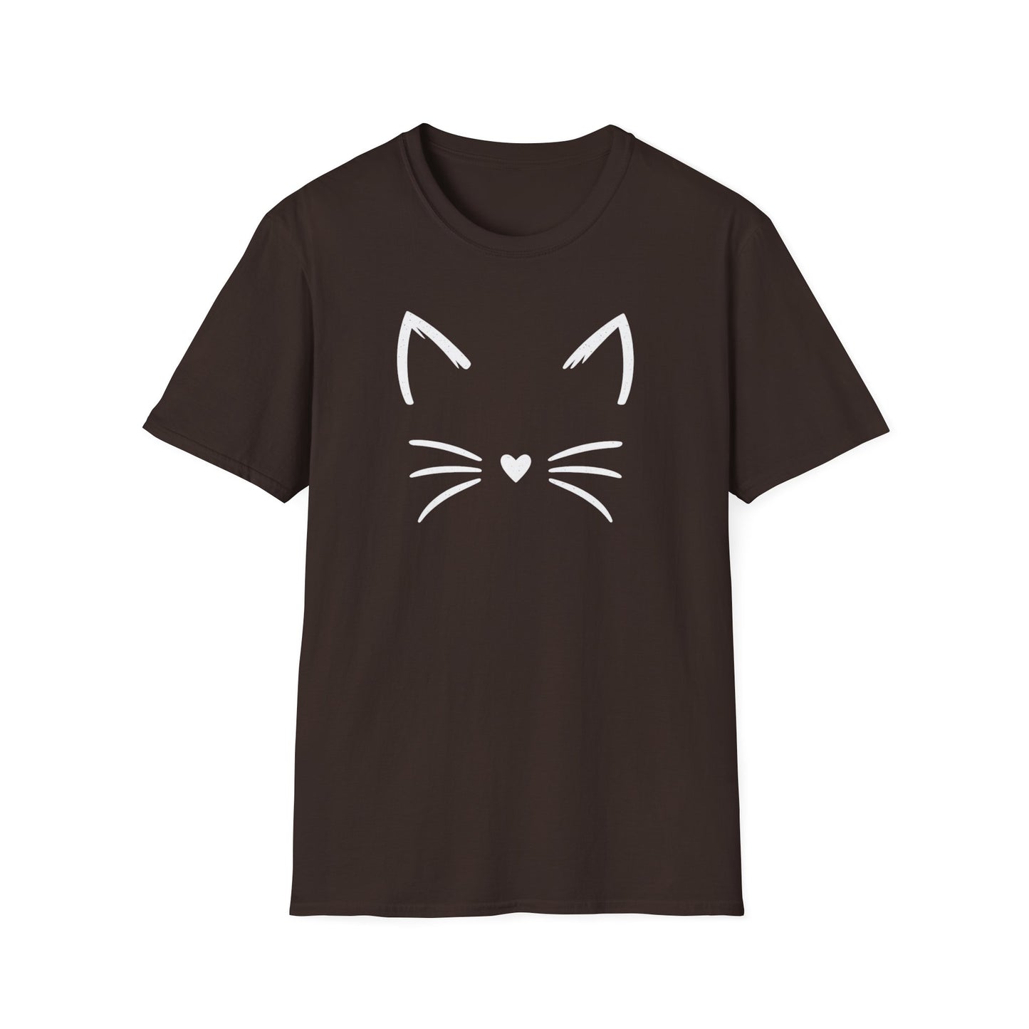 Camiseta con cara de gato y nariz de corazón: una linda camiseta con gráficos minimalistas para amantes de los gatos