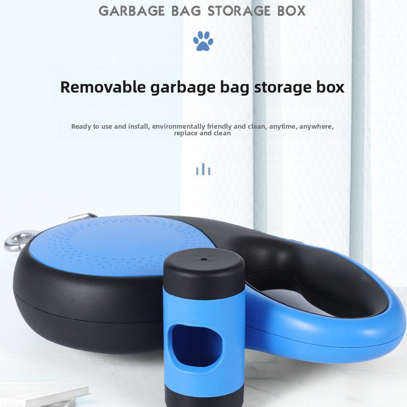 Correa retráctil automática para perros con soporte para bolsas de basura 