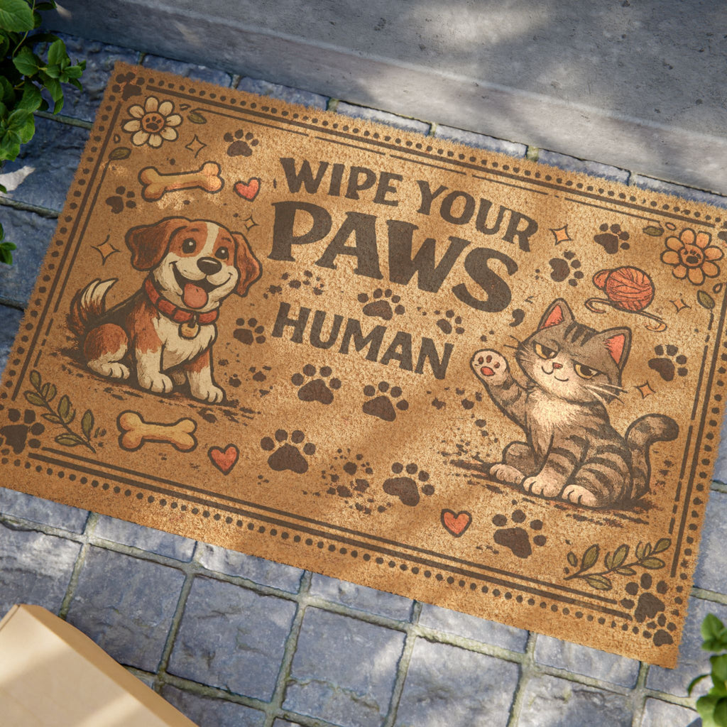 Doormat - "Wipe Your Paws Human" Pet Welcome Mat