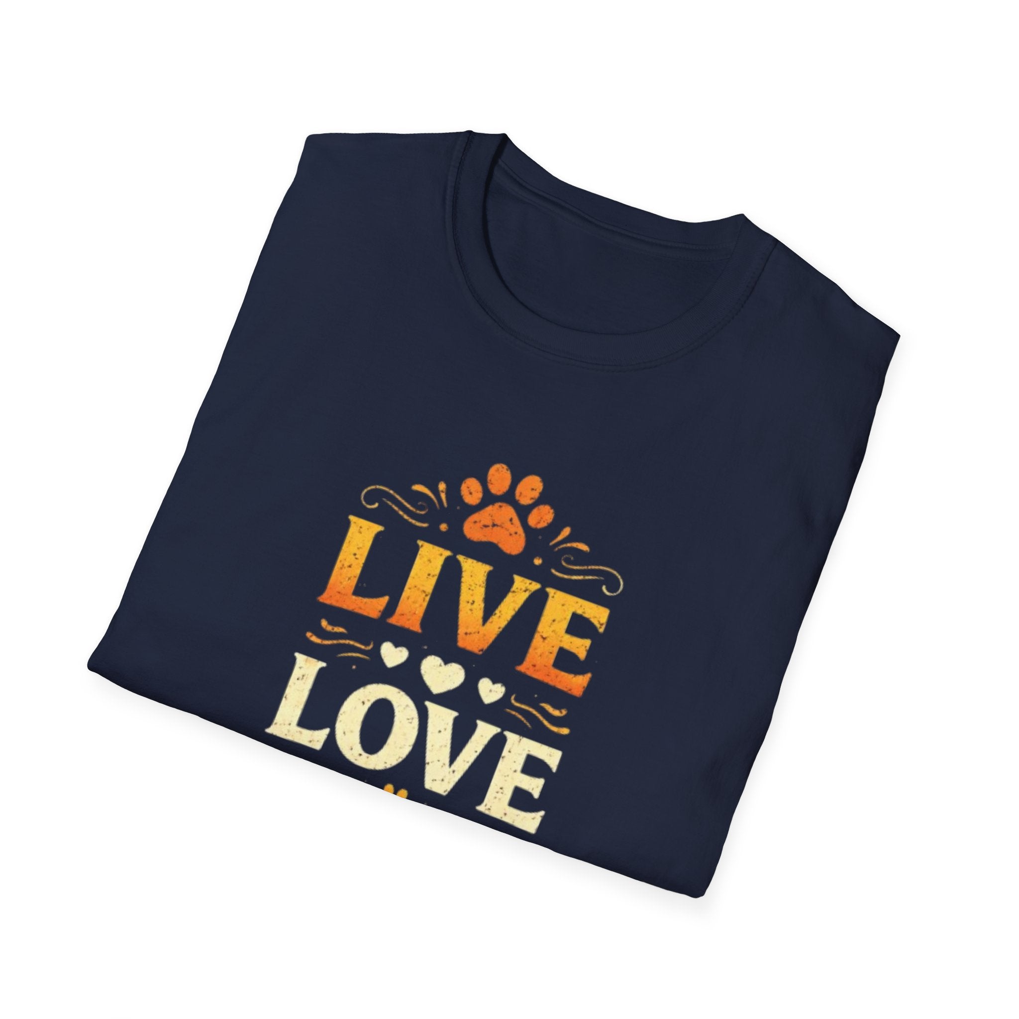 Live Love Bark T-Shirt — Funny Dog Lover Tee with Paw Prints