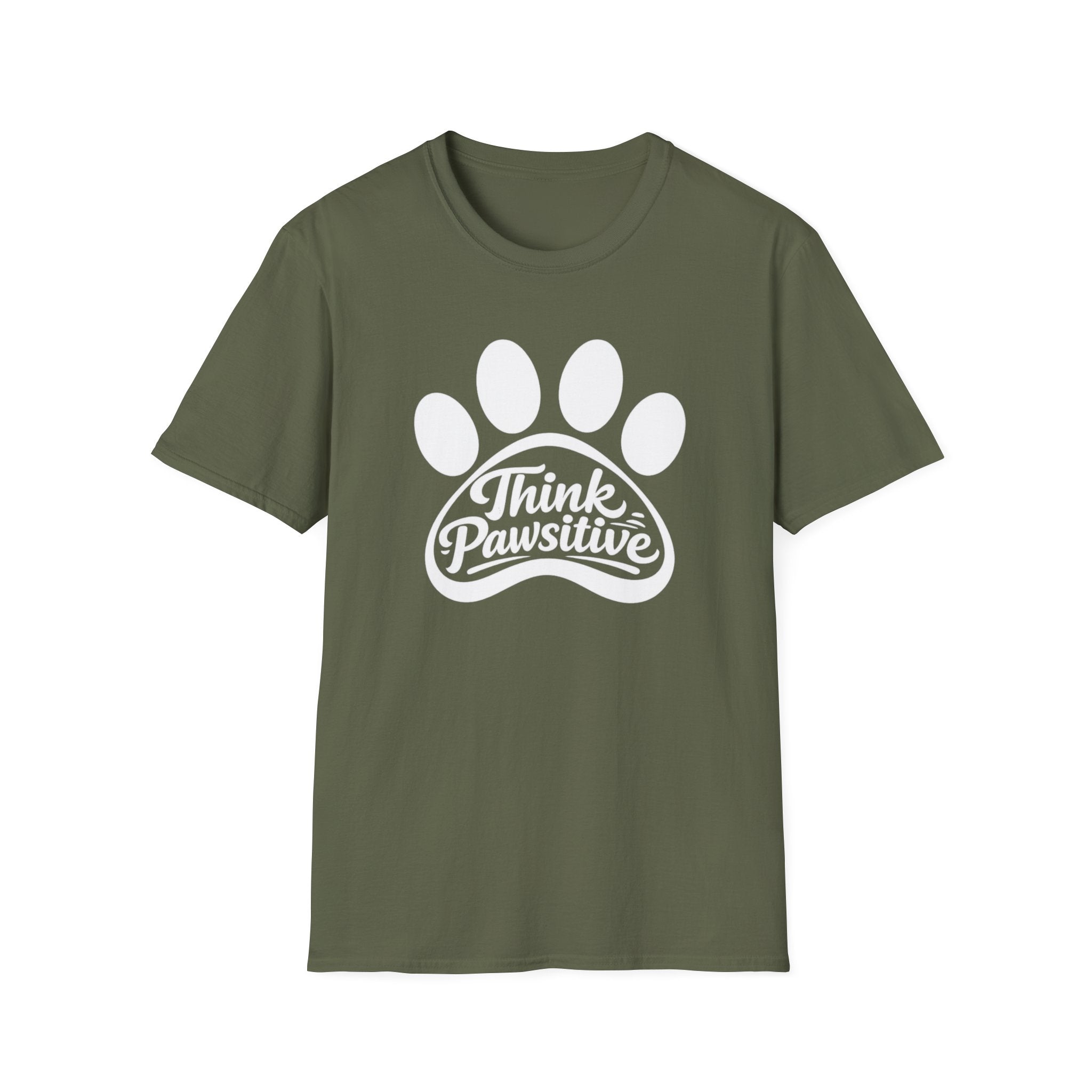 Camiseta con estampado de patas Think Pawsitive — Camiseta positiva para amantes de las mascotas
