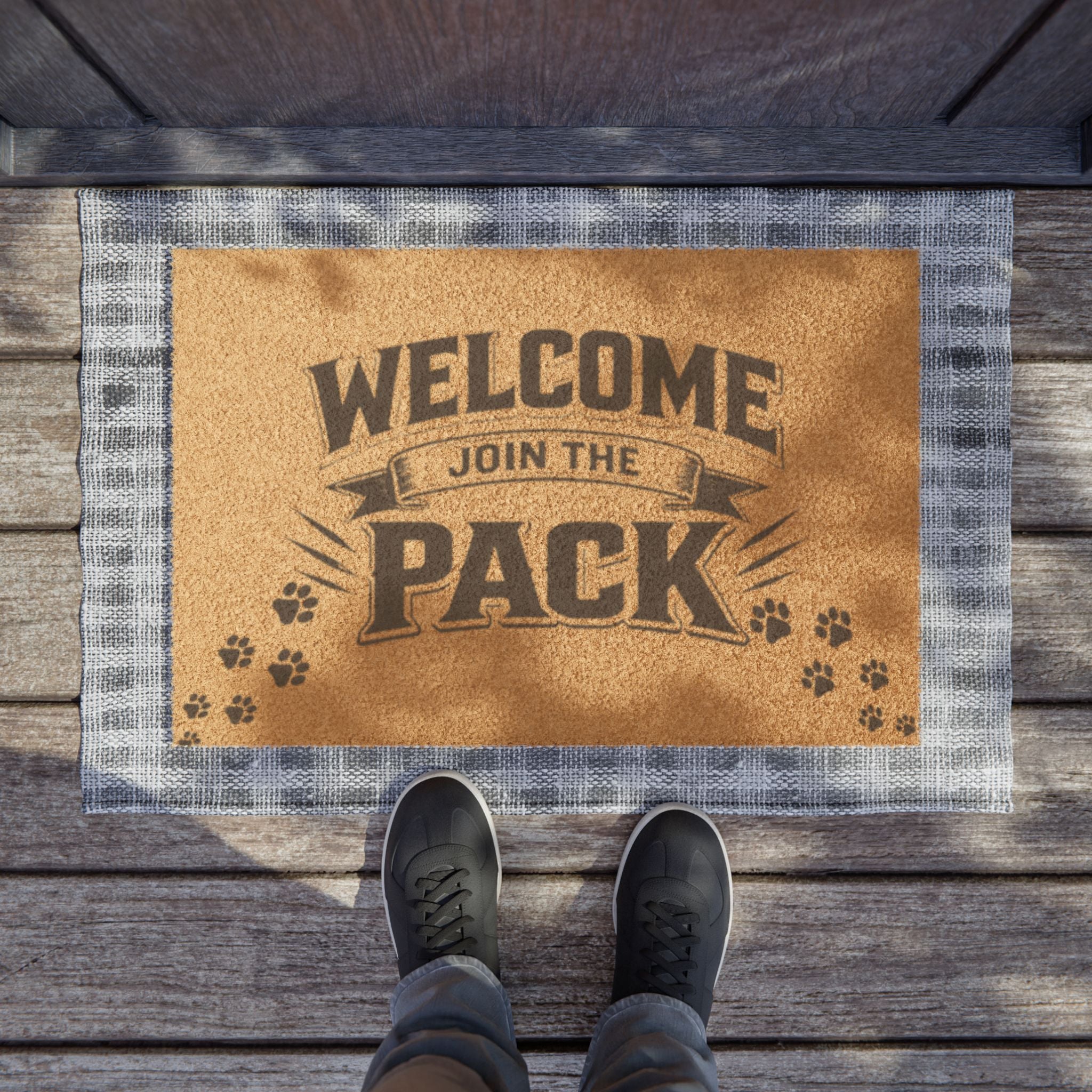 Welcome Join the Pack Doormat – Paw Print Entry Mat for Pet Lovers
