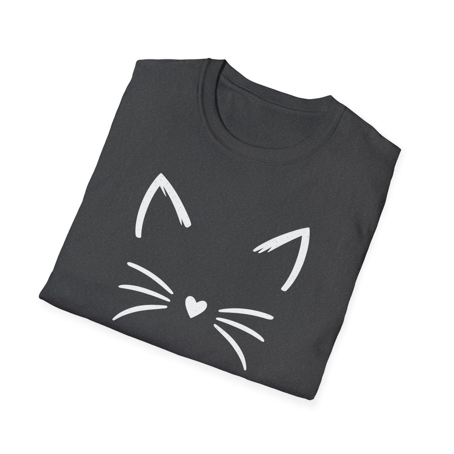 Camiseta con cara de gato y nariz de corazón: una linda camiseta con gráficos minimalistas para amantes de los gatos