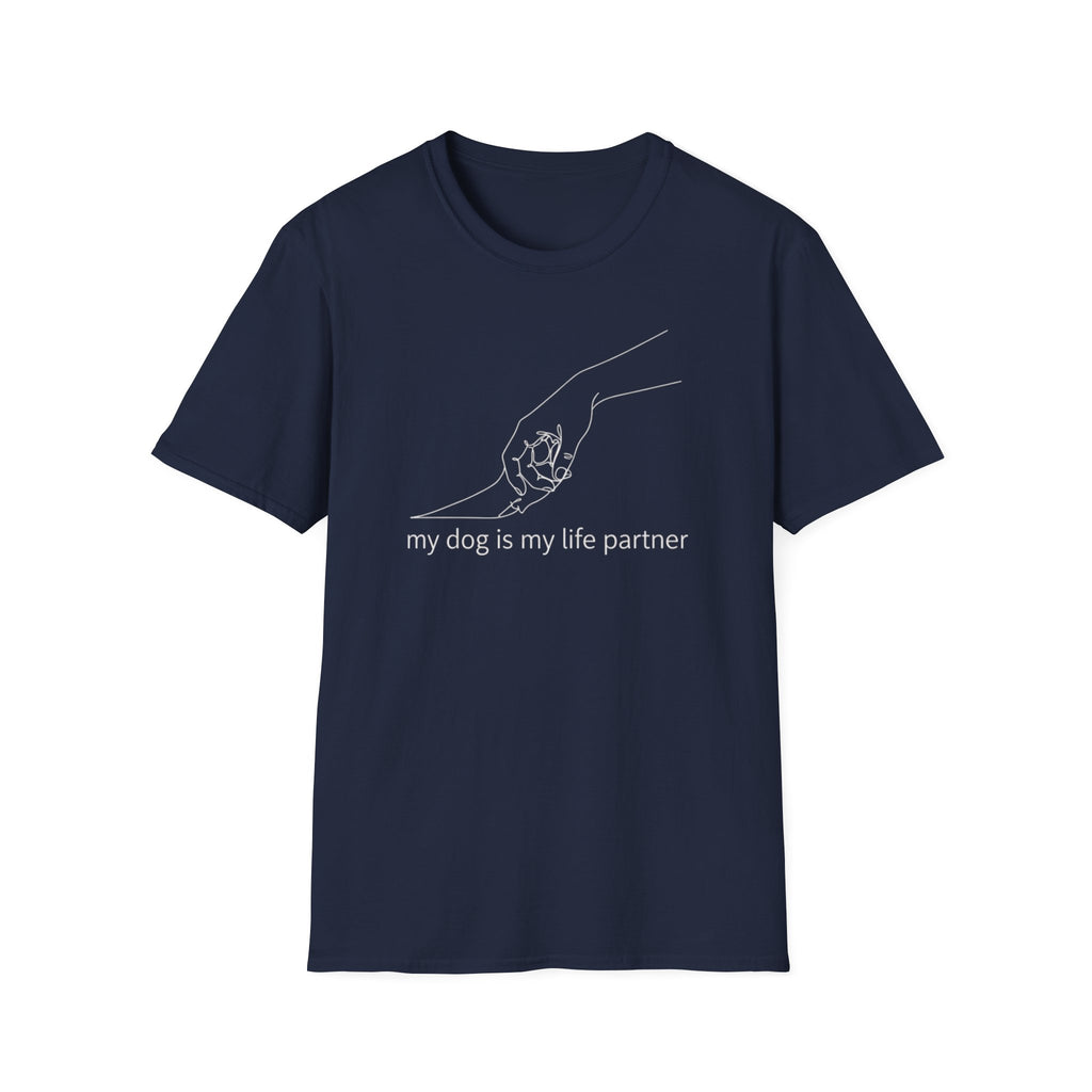 Dog Lover T-Shirt — "My Dog Is My Life Partner" Minimal Line Art