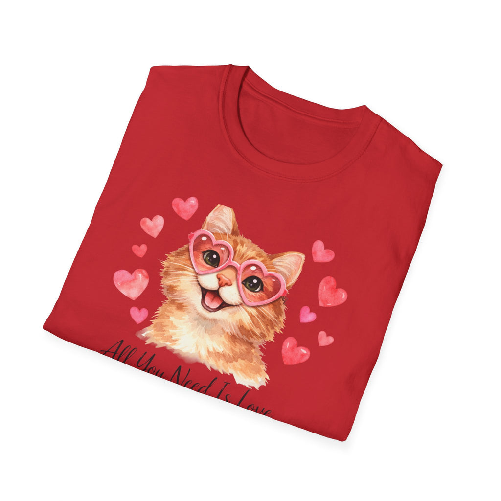 All You Need Is Love... and a Cat T-Shirt — Cute Heart Sunglasses Kitty Tee