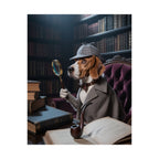 Póster mate de Detective Beagle — Arte mural vintage de perro de biblioteca