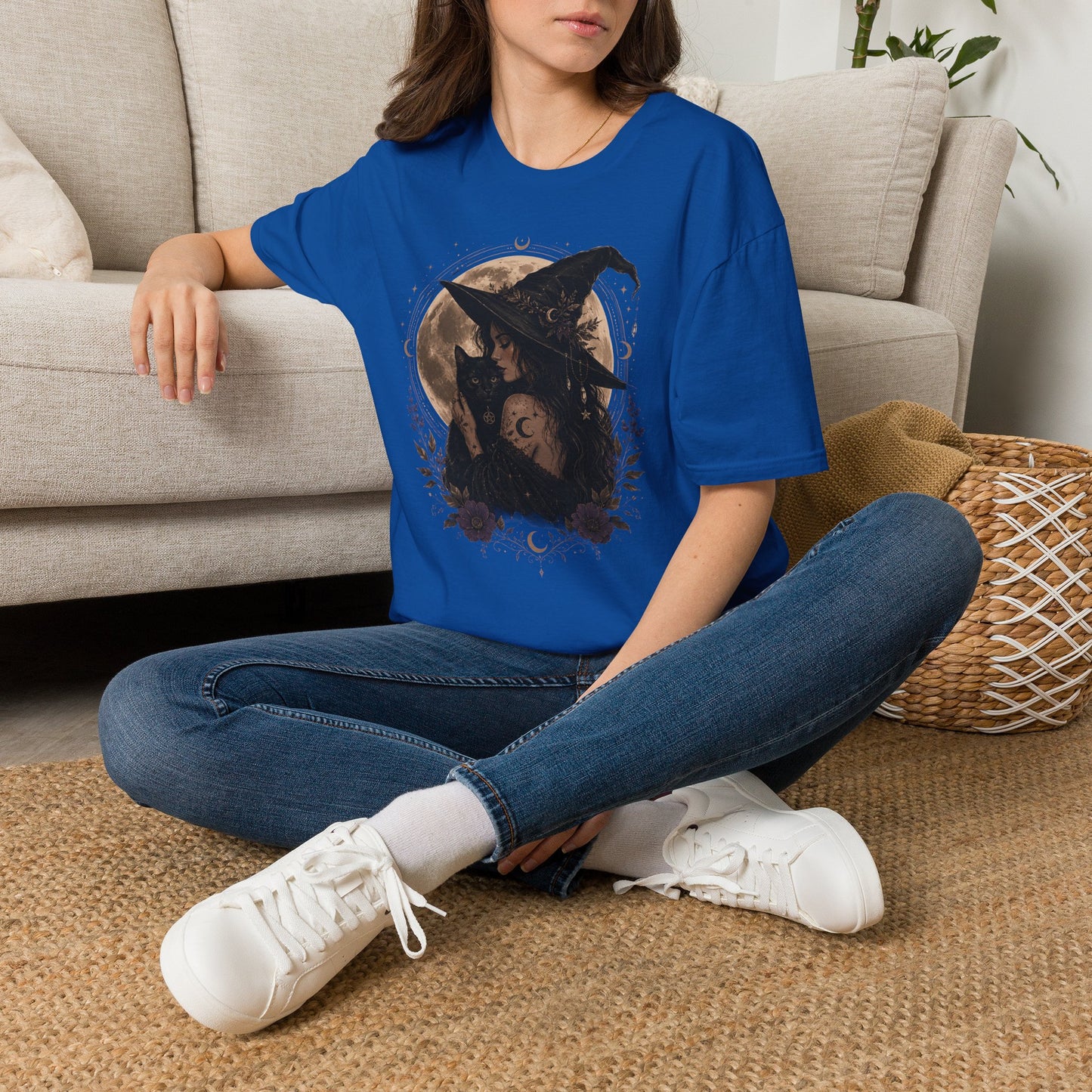 Witch Cat Moon T-Shirt – Gothic Witchcraft Graphic Tee