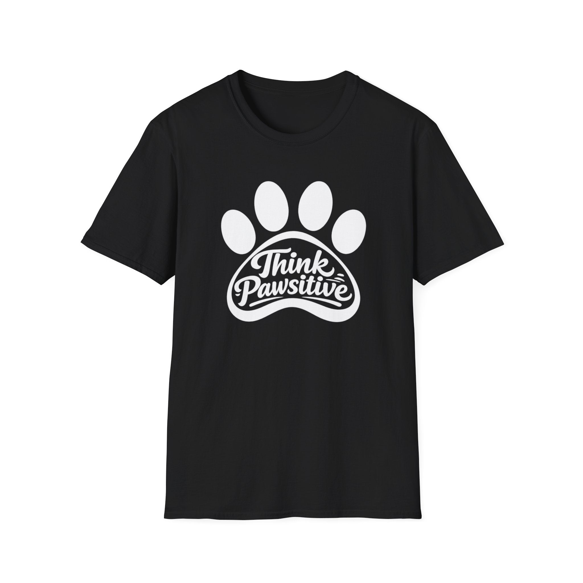 Camiseta con estampado de patas Think Pawsitive — Camiseta positiva para amantes de las mascotas
