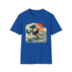 Surfing Cat T-Shirt — Retro Wave Japanese-Style Sunset Graphic Tee