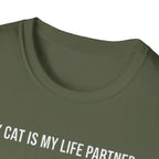 Cat Paw Partner T‑Shirt — "My Cat Is My Life Partner" Cute Cat Lover Tee