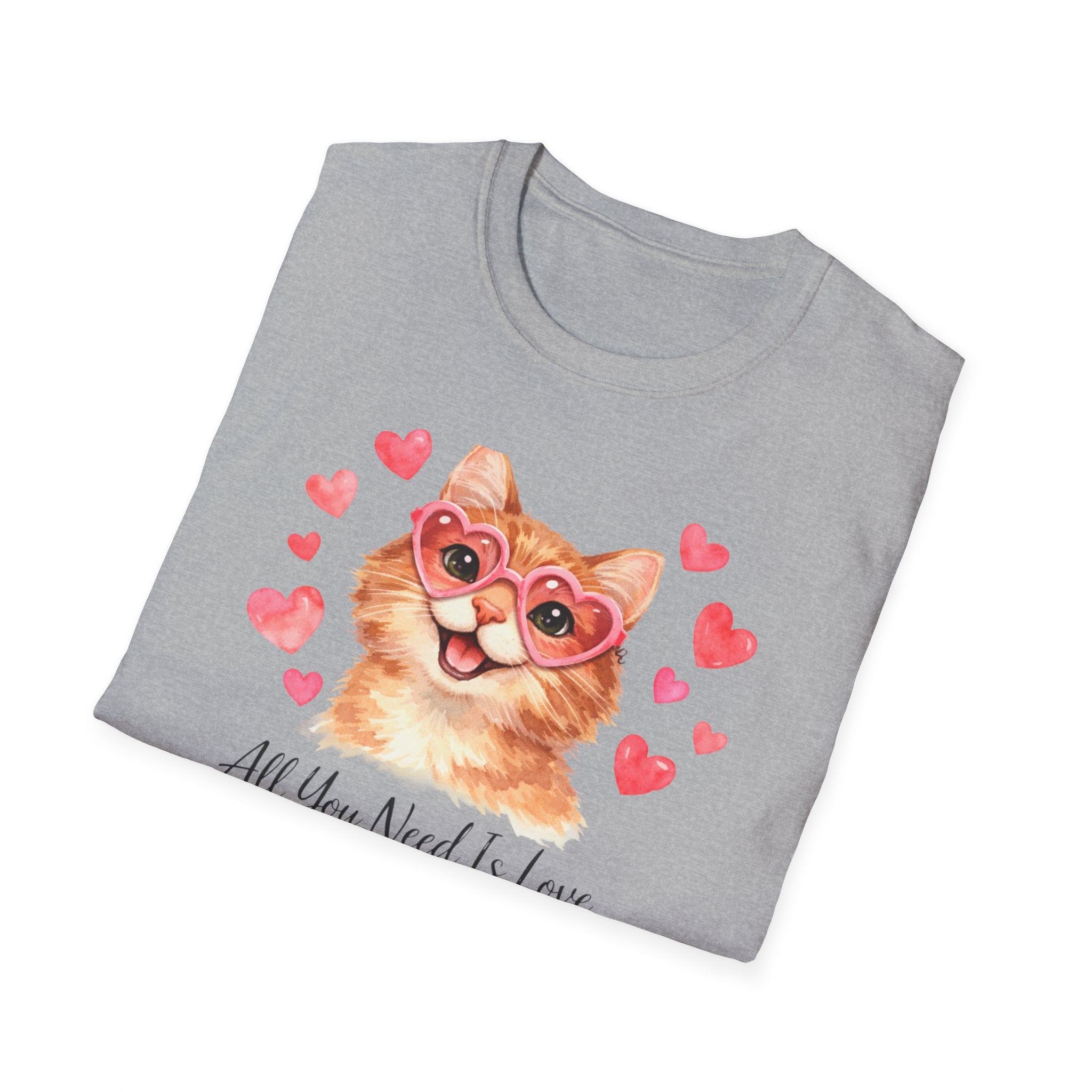 All You Need Is Love... and a Cat T-Shirt — Cute Heart Sunglasses Kitty Tee