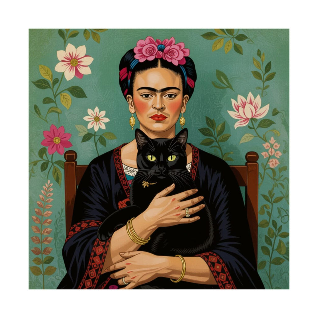 Póster con retrato de gato de Frida — Impresión artística vertical mate
