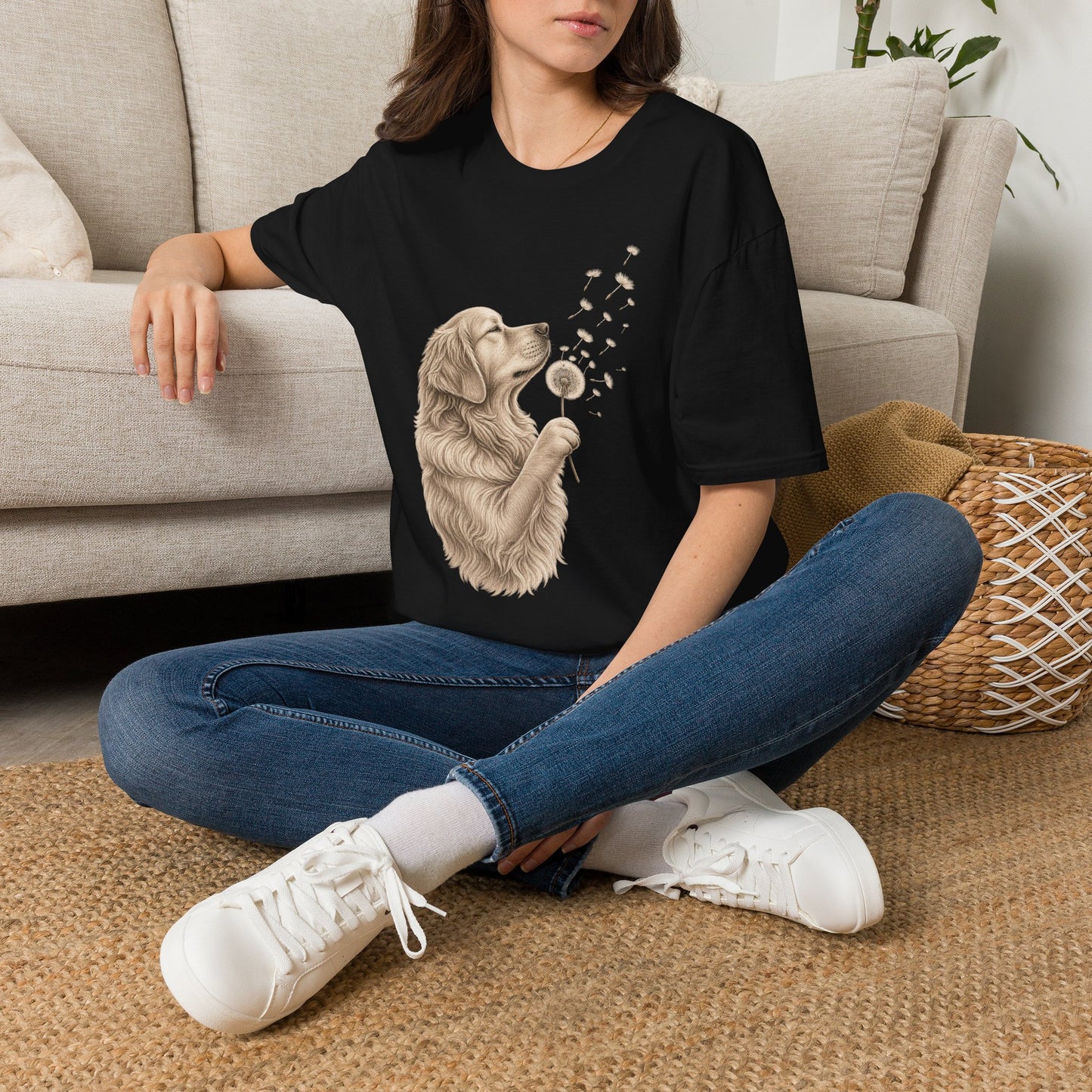 Golden Retriever Dandelion T-Shirt — Cute Dog Floral Tee