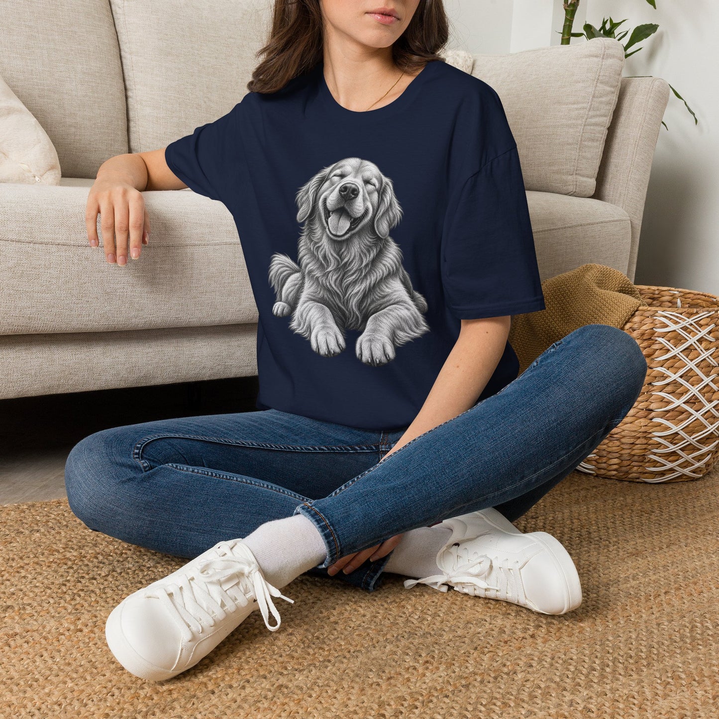 Golden Retriever Portrait T-Shirt — Smiling Dog Graphic Tee for Dog Lovers