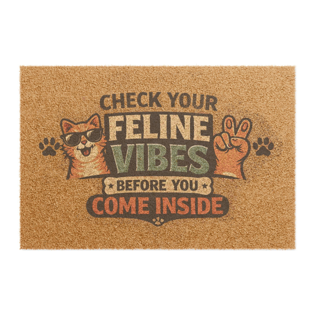 Check Your Feline Vibes Doormat — Funny Cat Welcome Mat
