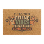 Check Your Feline Vibes Doormat — Funny Cat Welcome Mat