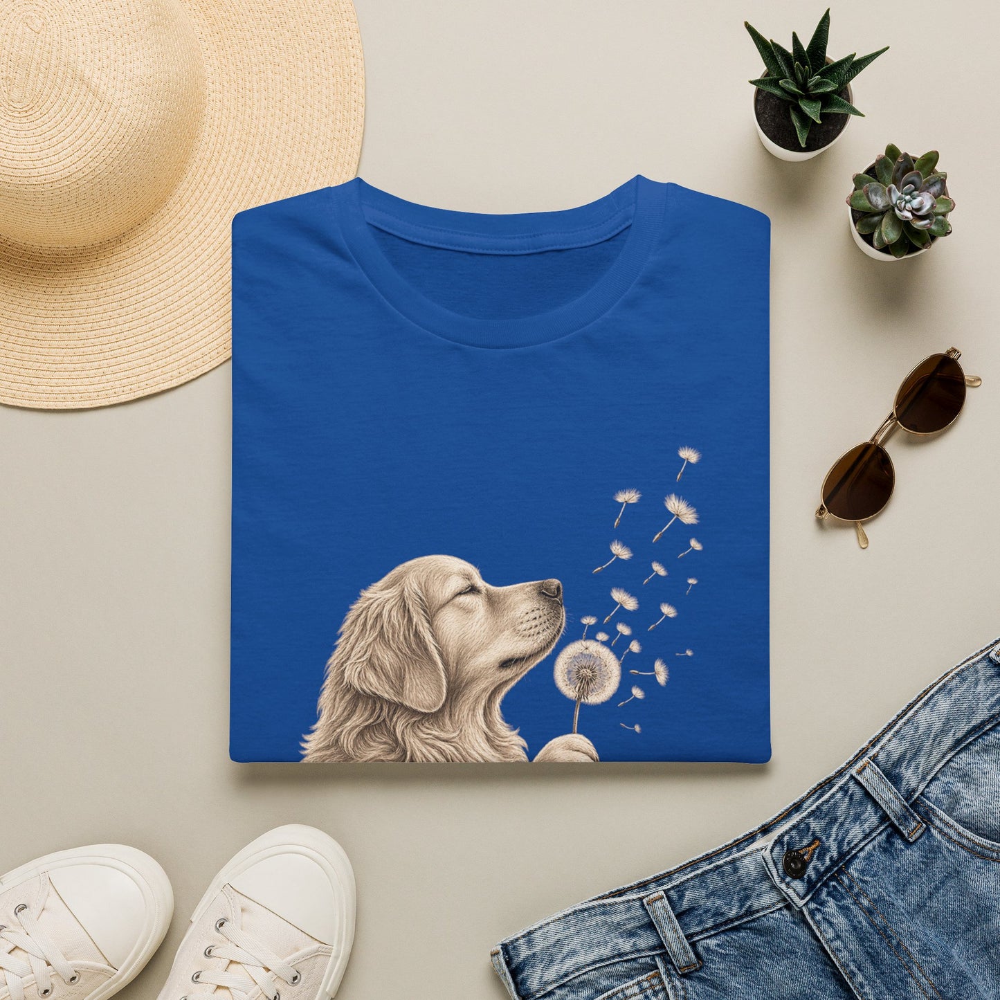 Golden Retriever Dandelion T-Shirt — Cute Dog Floral Tee