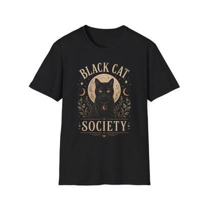 Black Cat Society T-Shirt — Vintage Moon & Mystic Cat Graphic Tee
