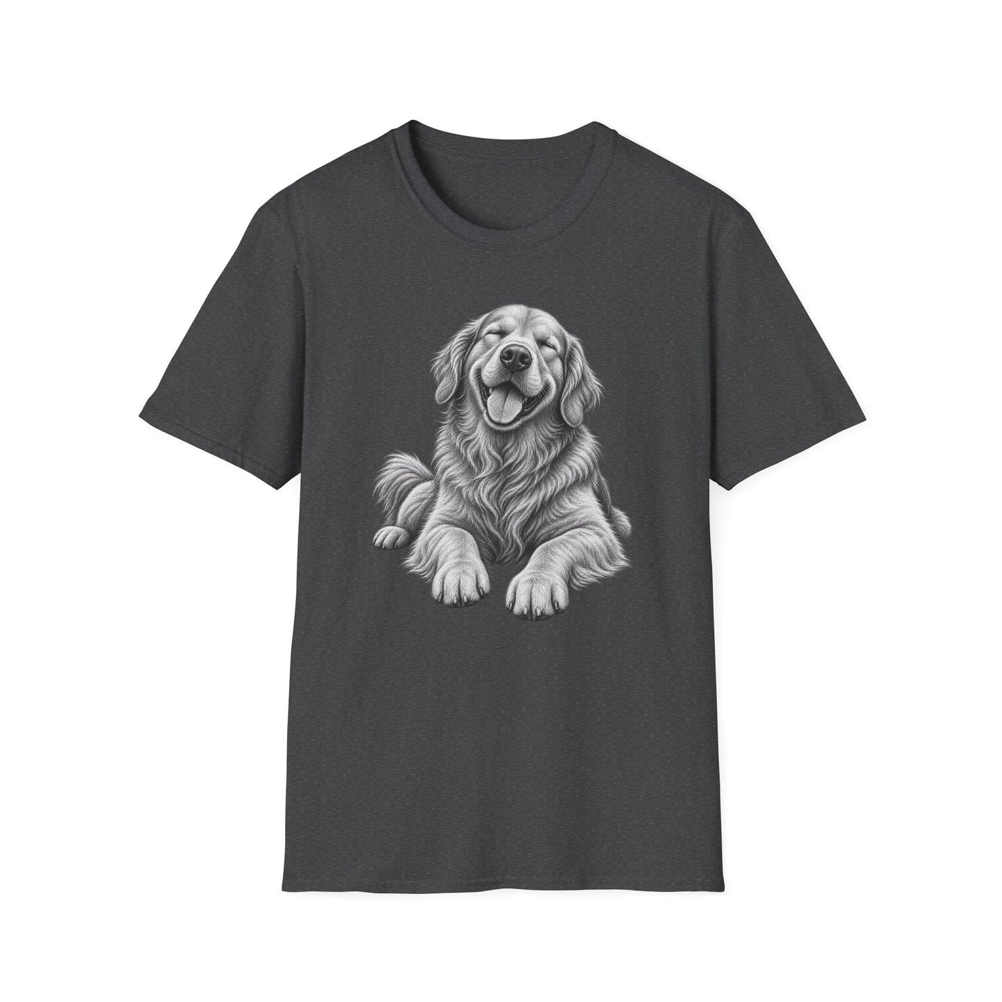 Golden Retriever Portrait T-Shirt — Smiling Dog Graphic Tee for Dog Lovers