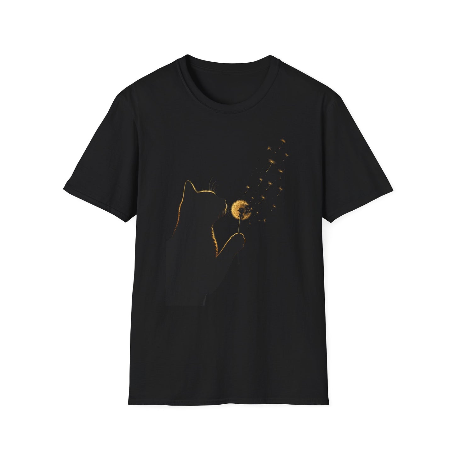Cat Silhouette Dandelion Tee — Whimsical Night Cat T-Shirt