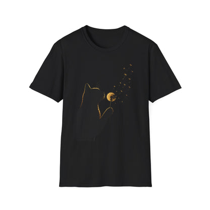 Cat Silhouette Dandelion Tee — Whimsical Night Cat T-Shirt