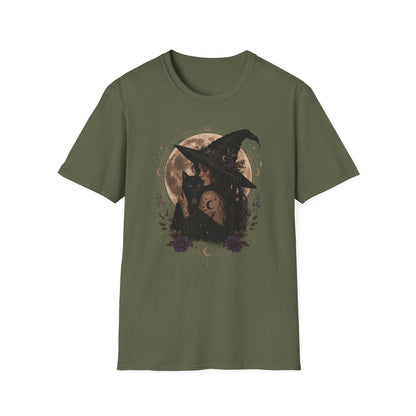 Witch Cat Moon T-Shirt – Gothic Witchcraft Graphic Tee