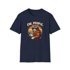 Cat Coffee Vintage T-Shirt — "Ew, People" Retro Cat with Mug Graphic