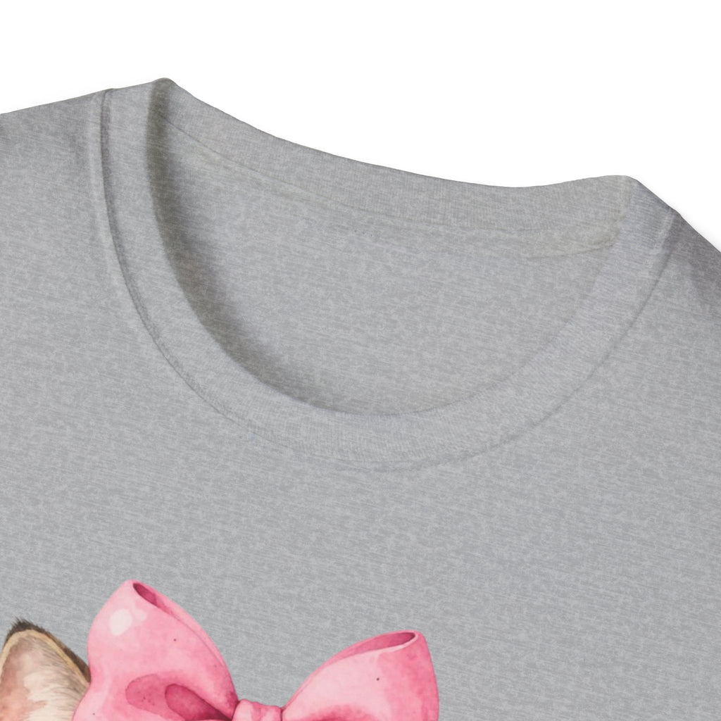 Cute Cat T-Shirt — Kitty with Glasses, Pink Bow & Bubblegum