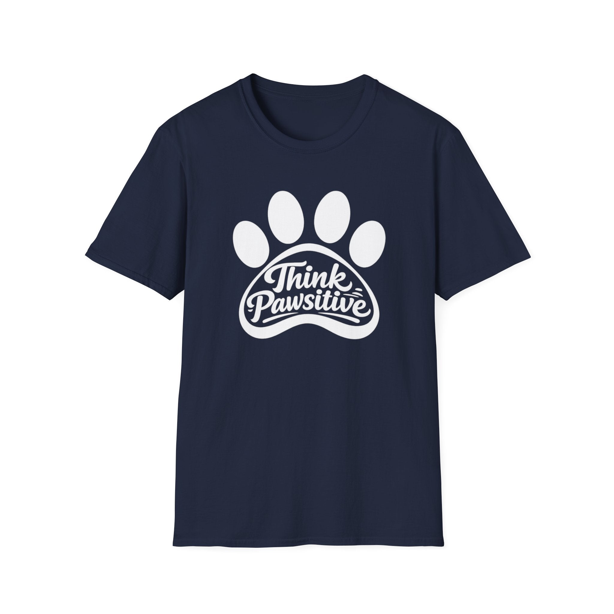 Camiseta con estampado de patas Think Pawsitive — Camiseta positiva para amantes de las mascotas