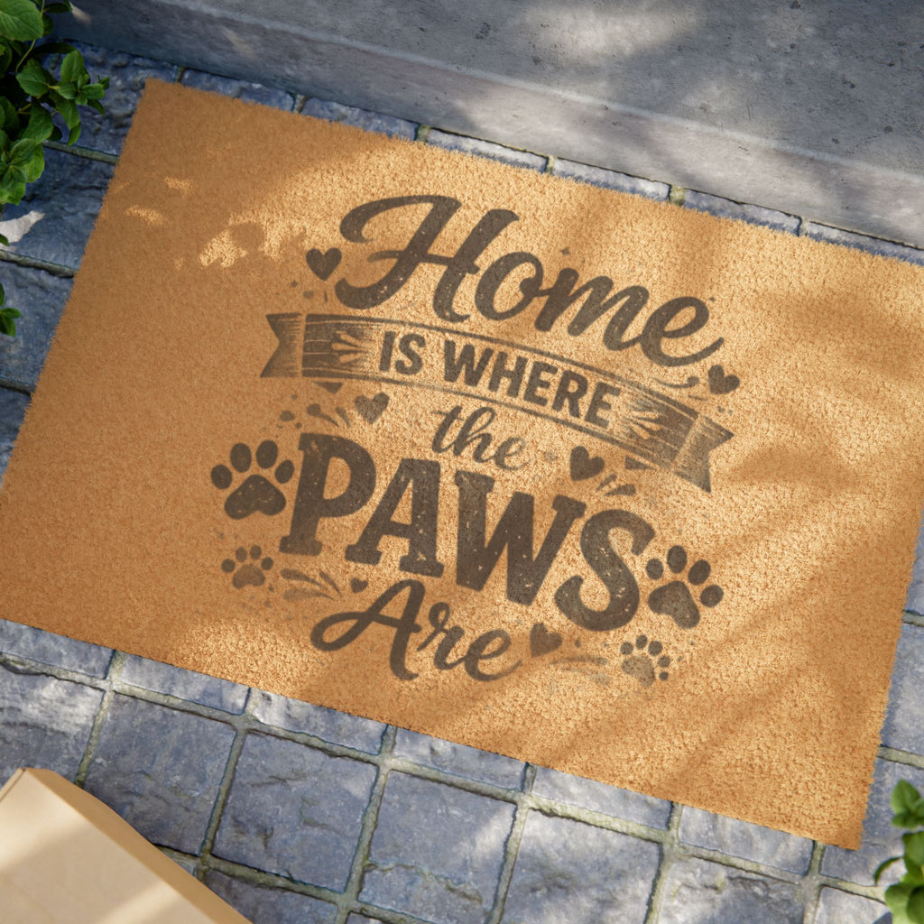 Doormat — "Home is Where the Paws Are" Pet Welcome Mat