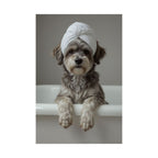 Dog Spa Poster — Cute Puppy in Towel Matte Vertical Wall Art