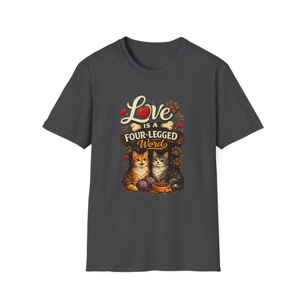 Cat Lover T-Shirt — "Love Is a Four-Legged Word" Graphic Tee
