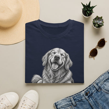 Golden Retriever Portrait T-Shirt — Smiling Dog Graphic Tee for Dog Lovers