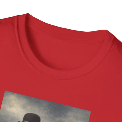 Surreal Magritte-Inspired Man with Apple T-Shirt — Vintage Surrealist Art Tee